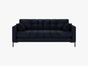 CANAPEA MAMAIA, 2 LOCURI, 152 CM, ALBASTRU INCHIS 89/NEGRU, TAPITERIE DIN CATIFEA, DESIGN DEOSEBIT - Img 3
