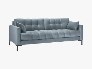 CANAPEA MAMAIA, 3 LOCURI, 177 CM, ALBASTRU DESCHIS 06/NEGRU, TAPITERIE DIN CATIFEA, DESIGN DEOSEBIT - Img 2