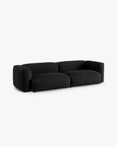 CANAPEA MARTINA, 320X120 CM, ADANCIME SCAUN 90 CM, NEGRU, TAPITAT CU TAPITERIE DIN TEXTIL STRUCTURAT BOSTON, MICADONI - Img 2