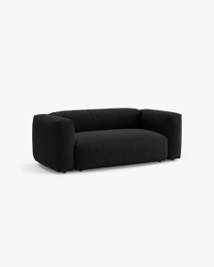 CANAPEA MARTINA, CU 2 LOCURI, NEGRU, 200 CM, CU TAPITERIE DIN TEXTIL STRUCTURAT BOSTON, MICADONI - Img 2