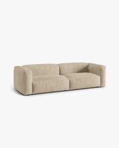 CANAPEA MARTINA, CU 3 LOCURI, BEJ, 244 CM, CU TAPITERIE DIN TEXTIL CATIFEA VOGUE, MICADONI - Img 2