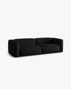 CANAPEA MARTINA, CU 3 LOCURI, NEGRU, 244 CM, CU TAPITERIE DIN TEXTIL STRUCTURAT BOSTON, MICADONI - Img 2