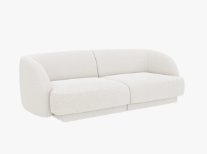 CANAPEA MILEY, CU 2 LOCURI, ALBA, CU TAPITERIE DIN TEXTIL BOUCLE BALOO, MICADONI - Img 2