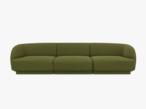 CANAPEA MILEY, CU 3 LOCURI, VERDE MASLINU INCHIS, CU TAPITERIE DIN TEXTIL BOUCLE BALOO, MICADONI - Img 2