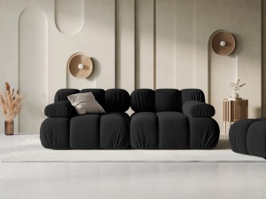 CANAPEA MODULARA BELLIS, 2 LOCURI, 188 CM, NEGRU 100, TAPITERIE DIN CATIFEA, DESIGN DEOSEBIT
