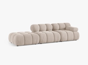 CANAPEA MODULARA BELLIS, PE STANGA, BEJ DESCHIS, CU TAPITERIE DIN CATIFEA VENUS, MICADONI - Img 2