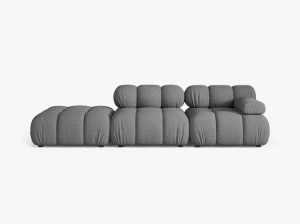 CANAPEA MODULARA BELLIS, PE STANGA, GRI, CU TAPITERIE DIN TEXTIL STRUCTURAT LIBERTY, MICADONI