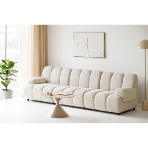 CANAPEA MODULARA LIVING TAZA 275CM, DIN LEMN SI TEXTIL, CULOARE BEJ NISIPIU, HOUSE NORDIC - Img 2