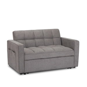 CANAPEA RABATABILA, ARTIM MEBLE, REALIZAT DIN MATERIAL TEXTIL GRI INCHIS SI METAL, STIL MODERN - Img 16