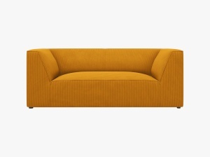 CANAPEA RUBY, CU 2 LOCURI, GALBEN, CU TAPITERIE DIN CATIFEA REIATA MATA, MICADONI
