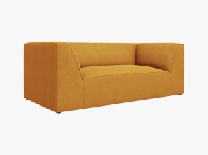 CANAPEA RUBY, CU 2 LOCURI, GALBEN, CU TAPITERIE DIN TEXTIL STRUCTURAT OTTAWA, MICADONI - Img 2