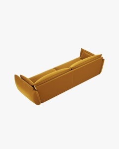 CANAPEA SPATIOASA SI CONFORTABILA KAELLE, 248 CM, CU 4 LOCURI, GALBEN, CU TAPITERIE DIN TEXTIL CATIFEA BLUVEL, MICADONI - Img 3