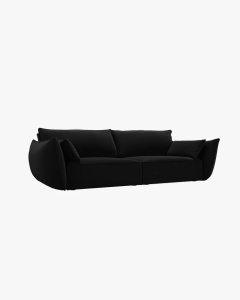 CANAPEA SPATIOASA SI CONFORTABILA KAELLE, CU 3 LOCURI, NEGRU, 208 CM, CU TAPITERIE DIN TEXTIL CATIFEA BLUVEL, MICADONI - Img 2