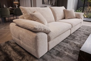 CANAPEA SUPER CONFORTABILA SOHO 260CM, 4 LOCURI, REALIZATA DIN LEMN DE PIN SI MATERIAL TEXTIL, CULOARE BEJ, INVICTA INTERIOR - Img 9