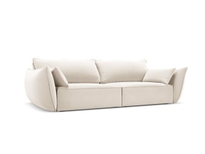 CANAPEA VANDA, CREM, REALIZATA DIN LEMN, CATIFEA SI METAL, CU 2 PERNE, STIL MODERN - Img 3