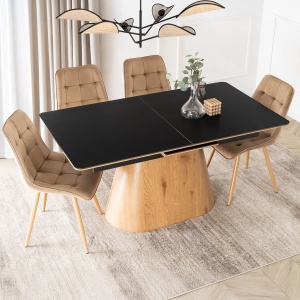 CEL MAI MIC PRET!!!MASA EXTENSIBILA 160-200CM, ARTIM MEBLE, REALIZATA DIN METAL, LEMN SI MDF, CERAMICA, CULOARE NEGRU/STEJAR, STIL MODERN - Img 3