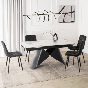 CEL MAI MIC PRET!!!MASA EXTENSIBILA 160-240CM, ARTIM MEBLE, REALIZATA DIN METAL SI CERAMICA, CULOARE MARMURA ALBA/NEGRU, STIL MODERN - Img 4