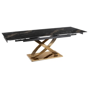 CEL MAI MIC PRET!!!MASA EXTENSIBILA 160-240CM, ARTIM MEBLE, REALIZATA DIN METAL SI CERAMICA, CULOARE MARMURA NEAGRA/AURIE, STIL MODERN - Img 7
