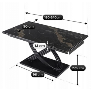 CEL MAI MIC PRET!!!MASA EXTENSIBILA 160-240CM, ARTIM MEBLE, REALIZATA DIN METAL SI CERAMICA, CULOARE MARMURA NEAGRA/NEGRU, STIL MODERN - Img 7