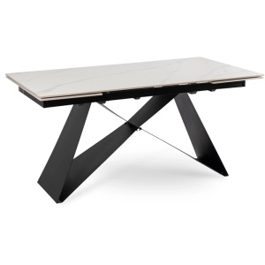 CEL MAI MIC PRET!!!MASA EXTENSIBILA 160-240CM, ARTIM MEBLE, REALIZATA DIN METAL SI CERAMICA, CULOARE MARMURA ALBA/NEGRU, STIL MODERN