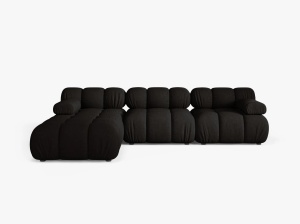 COLTAR BELLIS, CU 4 LOCURI, NEGRU, CU TAPITERIE DIN TEXTIL STRUCTURAT LIBERTY, MICADONI