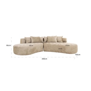 COLTAR CASSIE CU 4 LOCURI, FUSION 109 DESERT, S5175, CONFECTIONAT DIN LEMN, POLIURETAN, METAL, SPUMA SI 100% POLIESTER, RICHMOND INTERIOR - Img 3
