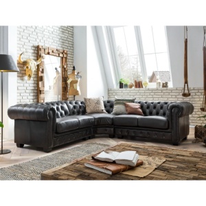 COLTAR CHESTERFIELD 294CM, DIN LEMN SI PIELE NATURALA, CULOARE MARO, ARTIM SELECTION - Img 5
