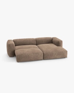 COLTAR CU 2 LOCURI, MARTINA, PE DREAPTA, 280 CM, BEJ INCHIS, TAPITAT CU TAPITERIE DIN TEXTIL CATIFEA VOGUE, MICADONI - Img 3