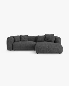 COLTAR CU 2 LOCURI, MARTINA, PE DREAPTA, 280 CM, GRI ANTRACIT, TAPITAT CU TAPITERIE DIN TEXTIL BOUCLE MONET, MICADONI