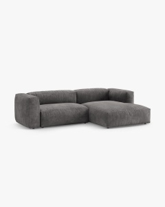 COLTAR CU 2 LOCURI, MARTINA, PE DREAPTA, 280 CM, GRI, TAPITAT CU TAPITERIE DIN TEXTIL CATIFEA VOGUE, MICADONI - Img 2