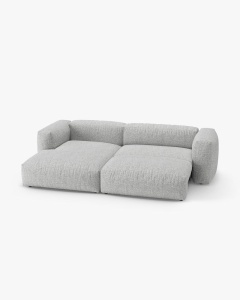 COLTAR CU 2 LOCURI, MARTINA, PE STANGA, 280 CM, ARGINTIU, TAPITAT CU TAPITERIE DIN TEXTIL BOUCLE MONET, MICADONI - Img 3