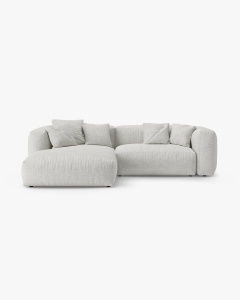 COLTAR CU 2 LOCURI, MARTINA, PE STANGA, 280 CM, MELANJ GRI BEJ, TAPITAT CU TAPITERIE DIN TEXTIL BOUCLE MONET, MICADONI