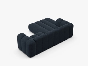 COLTAR CU 3 LOCURI LUPIN 230, PE STANGA, ALBASTRU MARIN, CU TAPITERIE DIN TEXTIL CHENILLE EDEN, MICADONI - Img 4