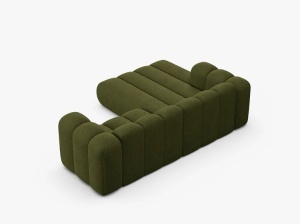 COLTAR CU 3 LOCURI LUPIN 230, PE STANGA, VERDE MASLINIU INCHIS, CU TAPITERIE DIN TEXTIL BOUCLE BALOO, MICADONI - Img 4
