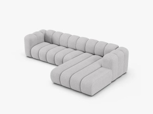 COLTAR CU 4 LOCURI LUPIN 288, PE DREAPTA, GRI DESCHIS, CU TAPITERIE DIN TEXTIL BOUCLE BALOO, MICADONI - Img 4