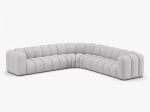 COLTAR CU 4 LOCURI LUPIN 309, GRI DESCHIS, CU TAPITERIE DIN TEXTIL BOUCLE BALOO, MICADONI - Img 2