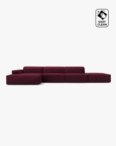 COLTAR CU 5 LOCURI JODIE, PE STANGA, 341X162 CM, VISINIU, TAPITAT CU TAPITERIE DIN TEXTIL CATIFEA VENUS, MICADONI