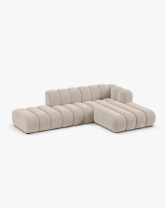 COLTAR CU 5 LOCURI LUPIN 230, PE DREAPTA, BEJ, CU TAPITERIE DIN TEXTIL BOUCLE BALOO, MICADONI - Img 4