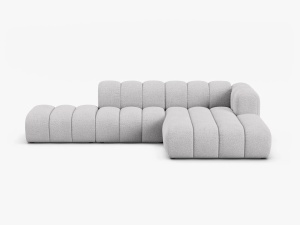 COLTAR CU 5 LOCURI LUPIN 230, PE DREAPTA, GRI DESCHIS, CU TAPITERIE DIN TEXTIL BOUCLE BALOO, MICADONI