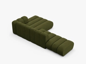 COLTAR CU 5 LOCURI LUPIN 230, PE DREAPTA, VERDE MASLINIU INCHIS, CU TAPITERIE DIN TEXTIL BOUCLE BALOO, MICADONI - Img 4
