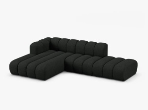 COLTAR CU 5 LOCURI LUPIN 294, PE DREAPTA,, NEGRU, CU TAPITERIE DIN TEXTIL BOUCLE BALOO, MICADONI - Img 2