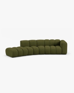 COLTAR CU 5 LOCURI, LUPIN, 335, PE STANGA, VERDE MASLINIU INCHIS, CU TAPITERIE DIN TEXTIL BOUCLE BALOO, MICADONI