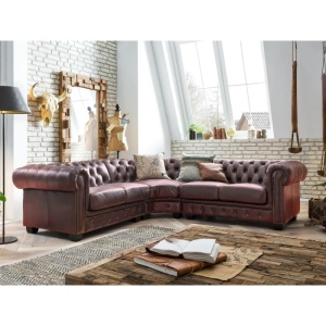 COLTAR DE LUX CHESTERFIELD 294x294CM, DIN PIELE NATURALA, CULOARE ROSIE, ARTIM SELECTION