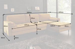 COLTAR DREAPTA 260CM, VELVET II, CATIFEA, GALBEN MUSTAR, ARTIM GROUP SELECTION - Img 6