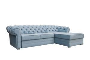 COLTAR EXTENSIBIL 280CM, VALENTINO DREAPTA, ALBASTRU DESCHIS DIN STOFA DE CALITATE SUPERIOARA - Img 1
