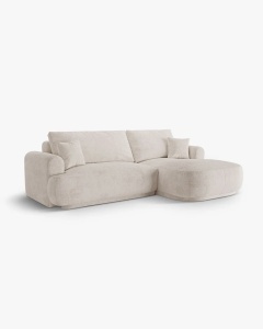 COLTAR EXTENSIBIL ELLA, PE DREAPTA, BEJ DESCHIS, 271X174 CM, TAPITAT CU TAPITERIE DIN TEXTIL BOUCLE CORAL, MICADONI - Img 2