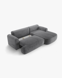 COLTAR EXTENSIBIL ELLA, PE DREAPTA, GRI, 271X174 CM, TAPITAT CU TAPITERIE DIN TEXTIL STRUCTURAT SORELLA, MICADONI - Img 3