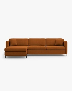 COLTAR EXTENSIBIL GLORIA, CARAMIZIU, PE STANGA, 266 CM, TAPITAT CU TAPITERIE DIN TEXTIL STRUCTURAT BJORN, MICADONI
