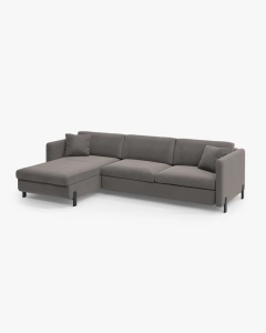 COLTAR EXTENSIBIL GLORIA, GRI, PE STANGA, 266 CM, TAPITAT CU TAPITERIE DIN TEXTIL CATIFEA SALVADOR, MICADONI - Img 4