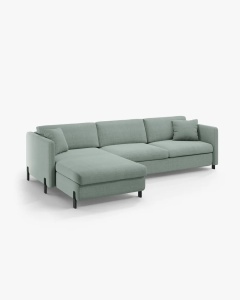 COLTAR EXTENSIBIL GLORIA, VERDE MENTA, PE STANGA, 266 CM, TAPITAT CU TAPITERIE DIN TEXTIL STRUCTURAT BJORN, MICADONI - Img 6